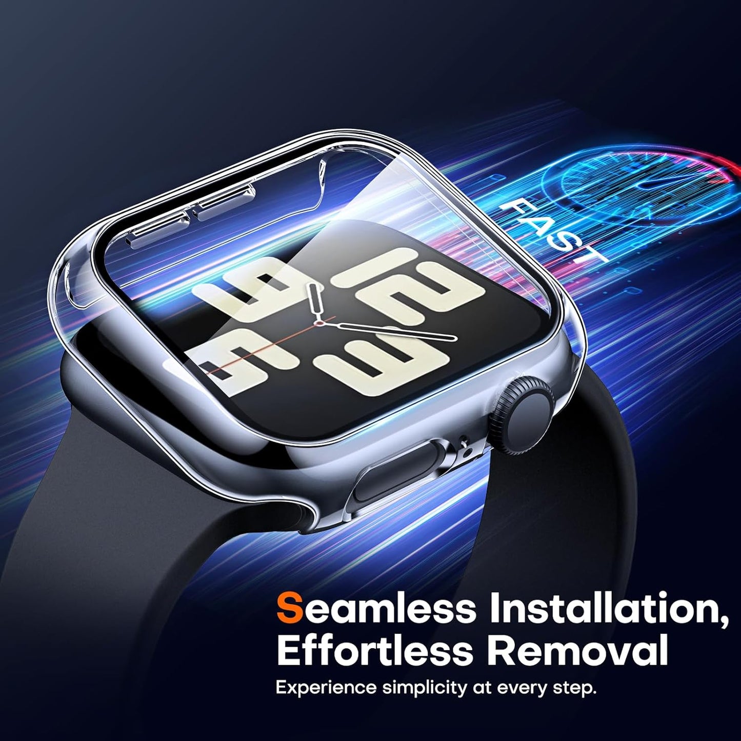 2 Pack Hard Case for Apple Watch Se/Se2/Se3/Series 6/5/4 44Mm, with PC Tempered Glass Screen Protector, Scristant Resistant, Overall Protection Slim Cover for Iwatch S6/S5/S4 44Mm, Clear