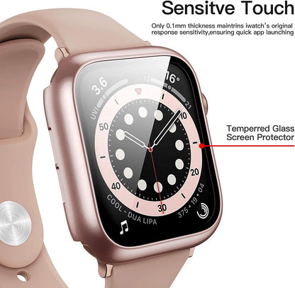 6 Pack Case for Apple Watch Series 9/8/7 45Mm Tempered Glass Screen Protector, Hard PC Ultra-Thin Scratch Resistant Full Protective Face Cover Bumper for Iwatch 45Mm Accessories