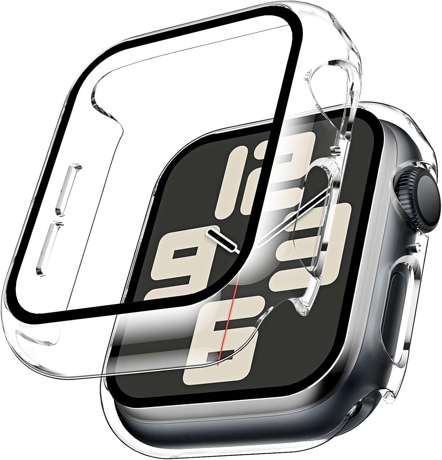 2 Pack Hard Case for Apple Watch Se/Se2/Se3/Series 6/5/4 44Mm, with PC Tempered Glass Screen Protector, Scristant Resistant, Overall Protection Slim Cover for Iwatch S6/S5/S4 44Mm, Clear