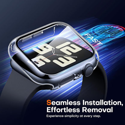 2 Pack Hard Case for Apple Watch Se/Se2/Se3/Series 6/5/4 44Mm, with PC Tempered Glass Screen Protector, Scristant Resistant, Overall Protection Slim Cover for Iwatch S6/S5/S4 44Mm, Clear